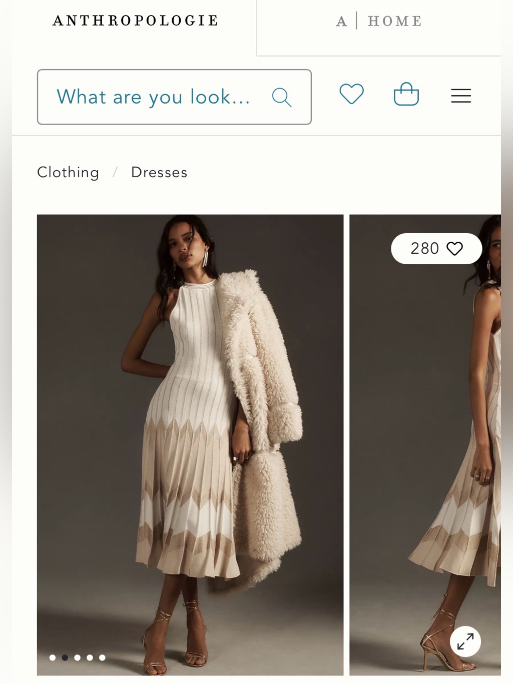 Anthropologie Cream And Beige Knit Midi Dress